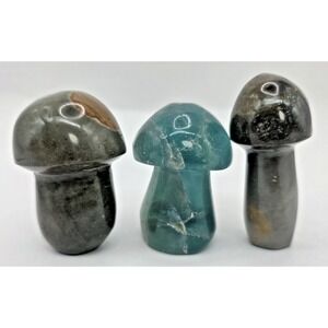 409g Natural Polychrome Ocean Jasper 2 Green Fluorite Mushrooms Crystal Stones